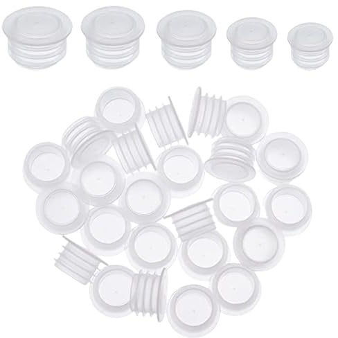 50 Pcs Salt & Pepper Shaker Stoppers,Reusable Clear Plastic Plugs (0.35 to 0.74 Diameter) for Shakers, Flower Pots, Bottles, Pipes & More