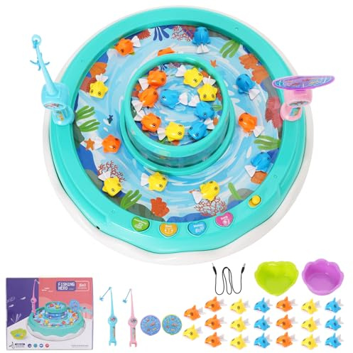Angelspiel Spielzeug ab 2 3 Jahre, Fische Angeln Kinderspielzeug ab 2 3 Jahre, Magnet Kinder Spielzeug 2 3 4 Jahre Junge Mädchen Kinderspiele Geschenke für Kinder, Angeln Spiel Spielzeug (Grün)