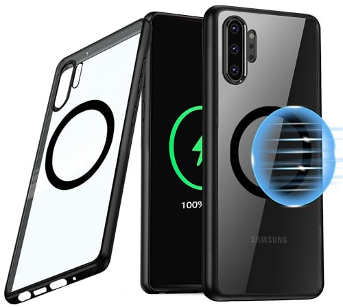 Guizzcg for Samsung Galaxy Note 10 Plus Magnetic Case - [Compatible with Magsafe Accessory][Military Drop Protection] Soft TPU Bumper + Translucent Matte Back Cover for Note 10 Plus, Matte Black