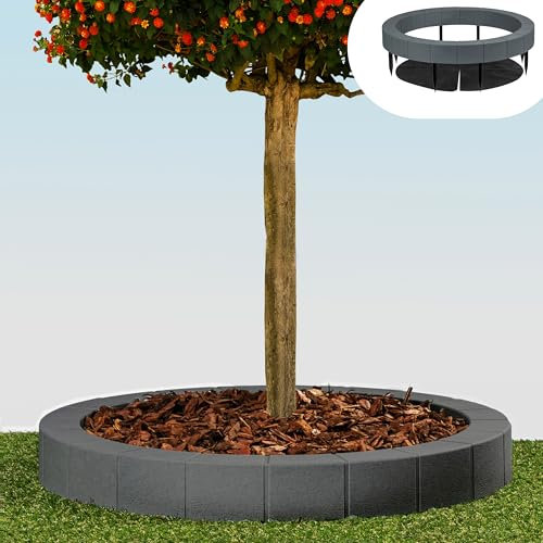 rasenTEC Baumeinfassung Baumumrandung Baumring Baumkante Rasenkante in Steinoptik (dunkelgrau)