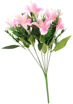 EPIGEIST lys Artificiel Fleurs artificielles décoratives UV pour Fausses Fleurs de lys réaliste décoration de Fleurs Guirlande de Fleurs de Mariage Fleurs en Plastique Habit en Soie Rose
