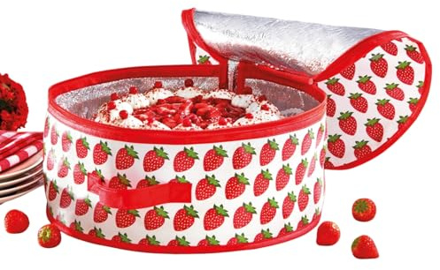 Basilico® Kühltasche rund, Wiederverwendbare Torten-Kühltasche für Picknicks inkl. Kühlpad und Henkel – Ideal für Kuchen, Salate, Desserts u.v.m. – Isoliert Kälte mit Alu-Isolierung, Ø 38 cm, H 16 cm