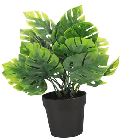 Cabilock Artificial Monstera Potted Plant Realistic Miniature Bonsai Decor for Home Office Bathroom Faux Greenery with Vibrant Color No Maintenance Required Idea