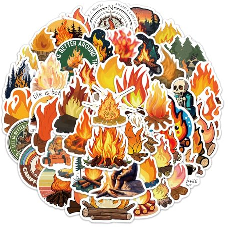 50Stück Flammen Aufkleber für Skateboard,Laptop,Fahrrad,Koffer,Auto,Kühlschrank,Motorrad,Cartoon Bonfire Wasserfeste Vinyl Sticker,Teenager Erwachsene Geschenk,Niedliche Ästhetische Graffiti Stickers