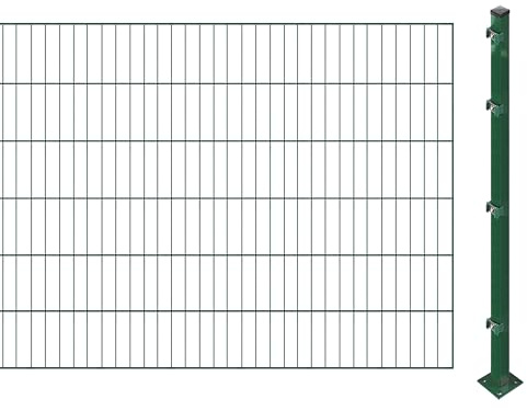 Einstabmattenzaun inkl. Pfosten zum Einbetonieren (Höhe: 120 cm, Länge: 8 m) | Einstabmatten in Grün | UV- und witterungsbeständig