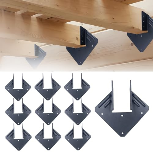 10 PCS Heavy Duty Black Hurricane Ties for Rafters,13 Gauge Roofing Hurricane Straps Thickness 2.5mm Fit 2x4,2x6,Hurricane Truss Hangers,Rafter Brackets,Hurricane Brackets,Joist Hanger,Hurricane Clips