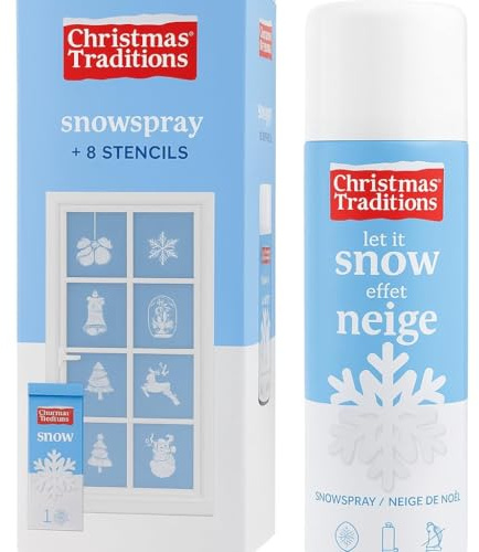 Christmas Traditions Schneespray Kunstschnee Set 150ml inklusive 8 Schablonen