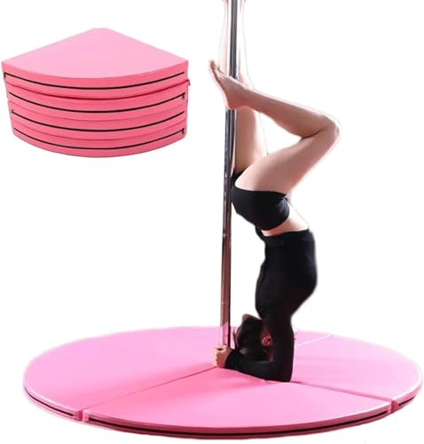 Generisch Pole-Dance-Matte, Faltbare runde Tanzmatte mit Fallschutz, 100 cm Durchmesser, 5 cm dick, Sicherheitsschutz für Anfänger, Fitness, Gymnastik, Pink – ideal für Pole Dance und Heimgebrauch