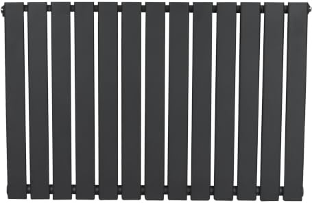 Flachheizkörper Designer Einzelheizkörper Zentralheizung | Anthrazitgrau 600mm x 910mm | Horizontal | Küche Wohnzimmer | mit Reinigungsbürste, Befestigungsset & Halterungen