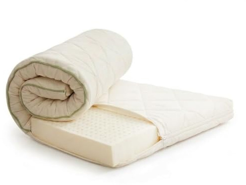 Geborgenschlafen Naturlatex-Topper 90x200 cm | atmungsaktiv & ergonomisch, Matratzentopper mit waschbarem Bio-Baumwollbezug – 100% Naturlatex-Matratzentopper