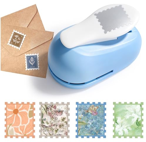 Briefmarken Stanzer, 2.4 x 3 cm Quadratischer Lochstanzer, Rechteckiger Briefmarkenstanzer, Handgemachte Papierstanzer für Scrapbooking, Papierbasteln, Kartenherstellung oder Etiketten