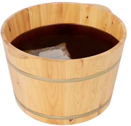 Fußbadewanne aus Holz, 36.5X25cm Fußbadeimer, Fußsprudelbad Holz Massiv, Fußbadewanne Vintage, Ideal für Wellness, Entspannung, Handgefertigt