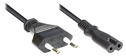 Good Connections Euro-Netzkabel, Netzstecker an Euro 8 Buchse, schwarz, 0,5m