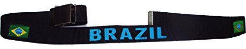Sportlicher Fan-Gürtel/Canvas-Gürtel/Stoffgürtel Brazil - Brasilien, mit Metall-Schnalle (schwarz)