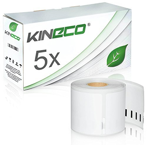 Kineco 5x 220 Etiketten Rollen 54mm x 101mm, Wei, fr Dymo Labelwriter 450, 400, 310, 320, 330 Series, 1100 Etiketten
