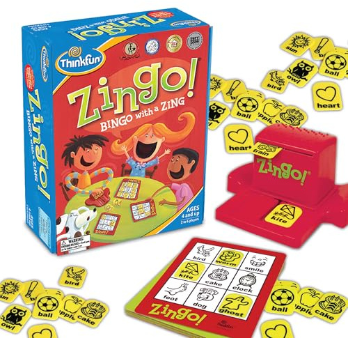 ThinkFun Zingo Bingo Award Winning Preschool Game for Pre-Readers and Early Readers Age 4 and Up - One of the Most Popular Board Games for Boys and Girls and their Parents (97700)