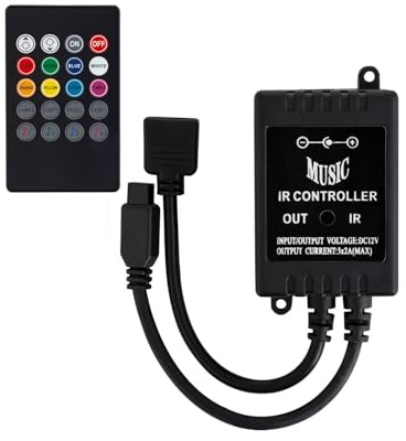 LEDKIA LIGHTING Musik-Controller LED-Strips RGB 12V, Fernbedienung IR 20 Druckknöpfe