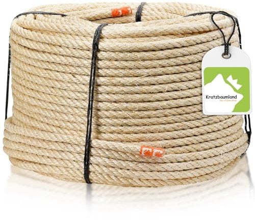Kratzbaumland Sisalseil 8 mm, Sisalseil Natur für Kratzbäume (versch. Längen) (25 Meter)