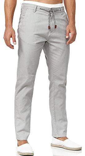 Indicode Herren Veneto Stoffhose aus Leinen & Baumwolle | Leinenhose Freizeithose Männer Lt Grey, XL