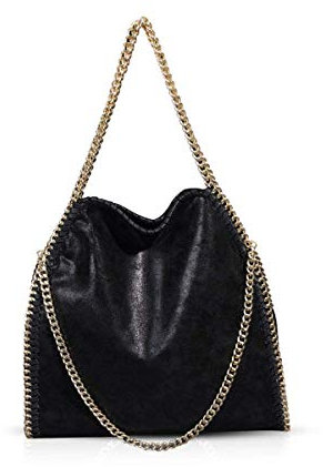Umhängetaschen für Frauen Damen Kette Umhängetasche Kettentasche Taschen für Damen Casual Handtasche große Hobo Schultertasche(Schwarz)