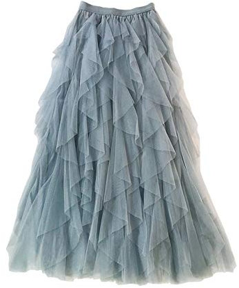 Femirah Falda Larga de tutú de Tul con diseño de arcoíris - Azul - Talla Única