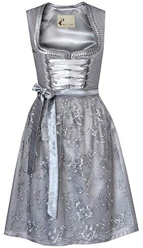 Alte Liebe Damen Dirndl besondere Anlässe Spitzenschürze Midi Kleid Grau A341 /46