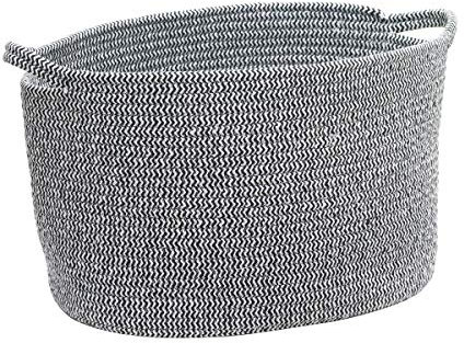 Aquanova Wäschekorb Rena gewebte Optik Stoff Aufbewahrung (schwarz)
