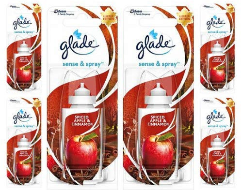 FabFinds 6 x Glade Sense and Spray Nachfüller 18 ml für automatische Lufterfrischer Spiced Apple und Cinnamon