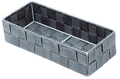 wm Homebase Aufbewahrungskorb geflochten Polypropylen Badkorb Rechteckig in Grau 26x11x6cm