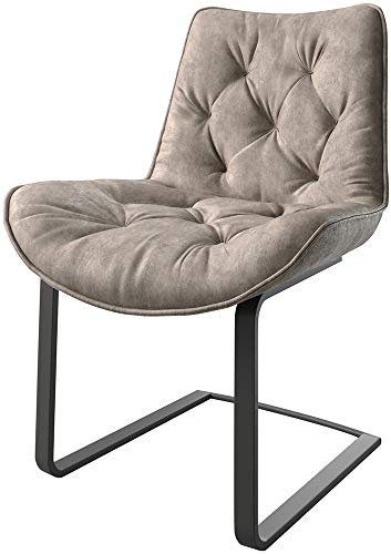 DELIFE Schwingstuhl Taimi-Flex Freischwinger flach Schwarz Mikrofaser Taupe Vintage