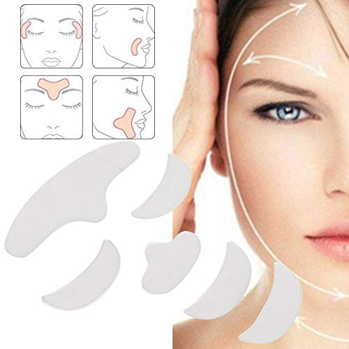 6Pcs Anti Falten Pflaster, Silikon Patches Gegen Falten Gesichtspflaster Entwickelt Für Jeden Teil Des Ganzen Gesichts Einschließlich 1 Stirnpflaster, 2 Paar Augenpflaster und 1 Kinnpflaster