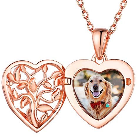 Custom4U Collier Femme Argent 925 avec Photo Gravé Rose Or