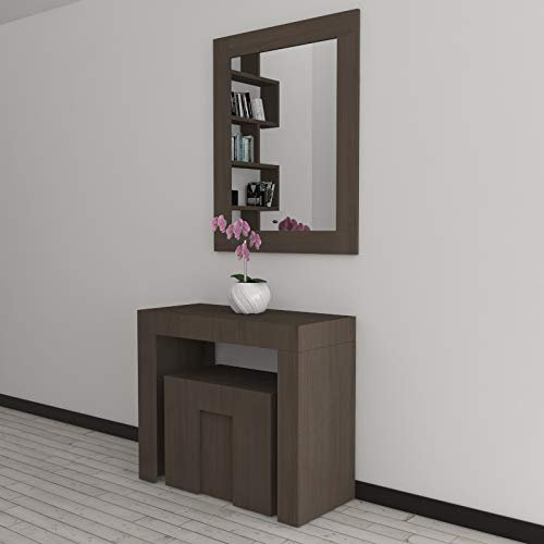 VE.CA.s.r.l. - Table Console Extensible Marte - En Bois Nobilité - Avec Banc Extensible - Dimensions : 90x40 cm - Hauteur : 77 cm - Jusqu'à 300 cm - Mobilier de maison, Cuisine - Couleur : Noyer