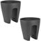 ENGELLAND 2 x Blumentopf für Balkon-Geländer, Farbe: Anthrazit, Blumenkasten, Balkonkiste, 9 Liter, Kunststoff, Außenbereich, B Ø 29 x H 30 cm