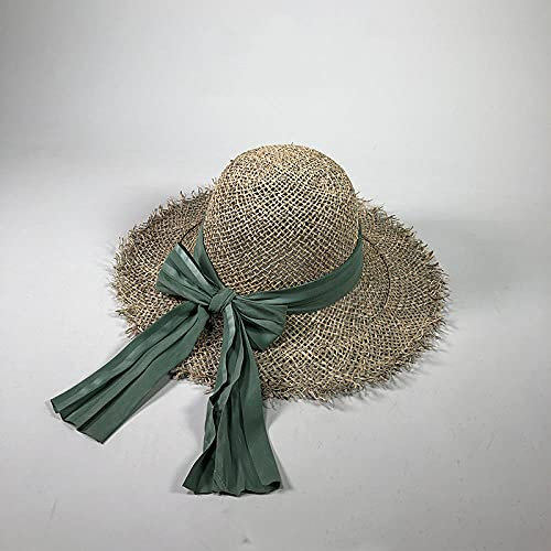 Sonnenhut Strohhut Hut Damen Mode Atmungsaktive Grüne Stroh Strand Sonnenhüte Für Frauen Männer Hut Coole Damen Hut -Grün