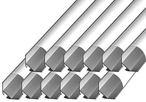 Alupona LED Eckprofil NITO Profil eloxiert milchige Abdeckung Innenecke Winkelleiste Aufbauprofil für LED Beleuchtung Strip bis 20 mm Breite (12 x 1m) kompatibel mit Philips Hue