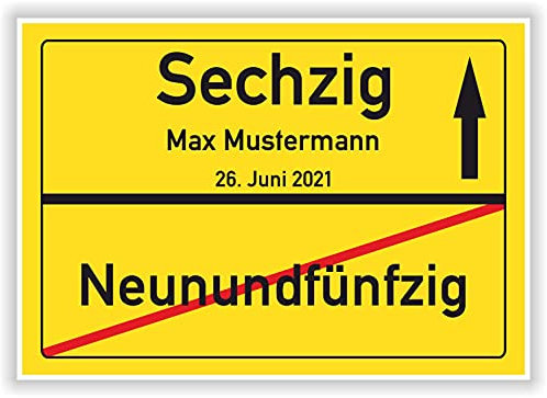 Ortsschild - Bild - 60. Geburtstag - persönliches Geschenk - personalisierte Geschenkidee 60. Geburtstag Mann Frau mit Name und Datum