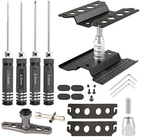 Pxyelec Aluminiumlegierung RC Auto Arbeitsständer Reparatur Arbeitsplatz Drehung 360° mit Schraubenablage für 1/10 1/12 1/16 Traxxas TRX4 Axial Arrma Redcat Losi RC Crawler Monster Truck
