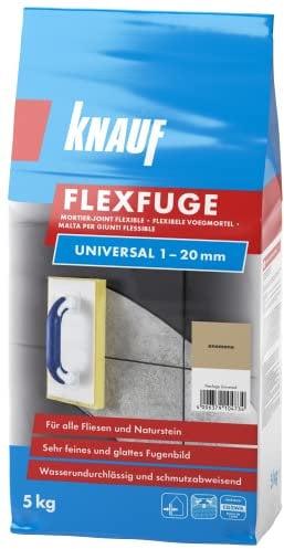 Knauf Flexfuge Universal 5 kg Anemone, universell einsetzbar für ein besonders glattes Fugenbild auf Wand & Boden im Innen- & Außenbereich, schnellhärtender Fugenmörtel auf Zementbasis