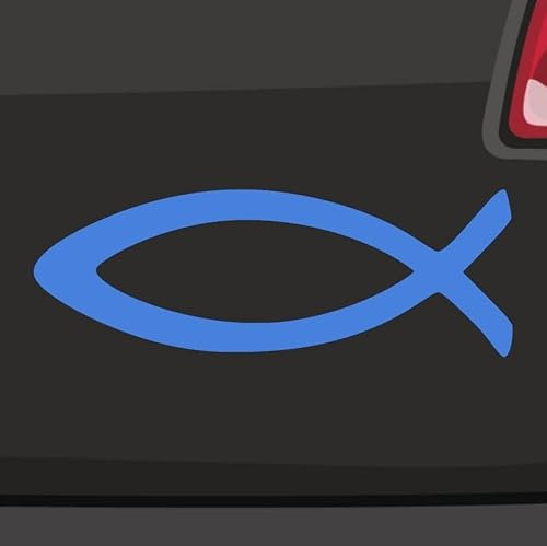 Stickerfreaks Christenfisch Aufkleber 10x3,5cm Enzian - Eucharistie Frieden Gebet Katholisch - Made in Germany - ORACAL Vinyl - UV-beständig - Selbstklebend - Autokarosserie, Glas, Metall, PVC, Holz