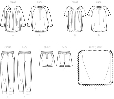 Simplicity SS9556A Misses' Nursing Tops, Pants, Shorts and Blanket A XS-S-M-L-XL
