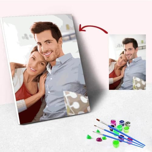 CleverFine Peinture Personnalisée par Numéros pour Adultes Kits, Bricolage Portraits Votre Propre Photo (Pas de cadre, 40 * 40CM)