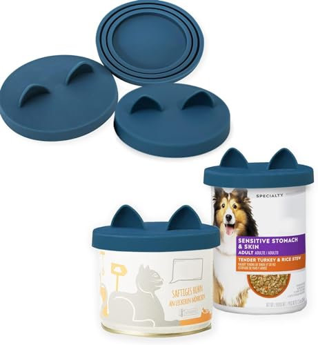 OHMO Dosendeckel Katzenfutter, Universal Silikon Deckel für Dosen für Tierfutter(70g, 85g, 200g, 400g usw.), BPA-frei, Dunkelblau, 3er-Set