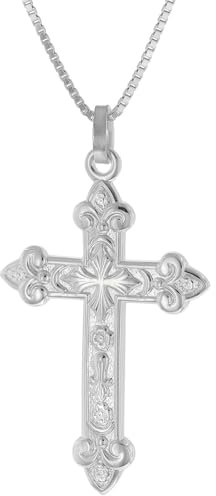 trendor Herren-Halskette mit orthodoxem Kreuz 35 mm 925 Silber zeitloser Halsschmuck aus Sterlingsilber für Männer, elegante Geschenkidee, 41384-45 45 cm