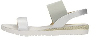 Große Damenschuhe Sandale Jana, modische Schuhe in Übergröße, Bequeme Sandale mit elastischem Band (44 EU, Silver)