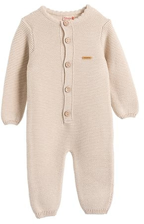 Minora Gestrickter Unisex Strampler für Baby Jungen und Mädchen, Overall für Neugeborene im Winter, 3-6 Monate, Beige