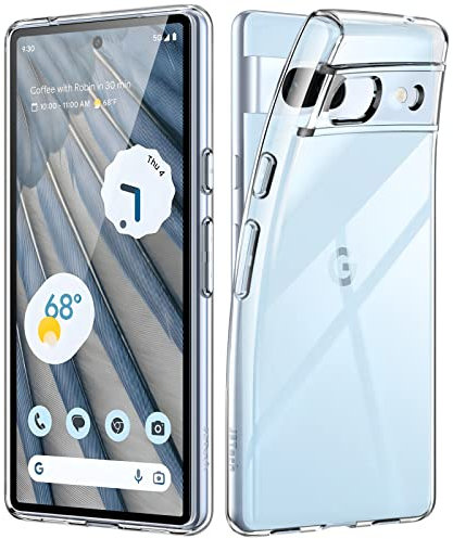 JETech Hülle für Google Pixel 7a 6,1 Zoll 2023, Weich TPU Transparent Stoßfest Handyhülle Dünn Schutzhülle mit Voll Kamera Schutz (Durchsichtig)