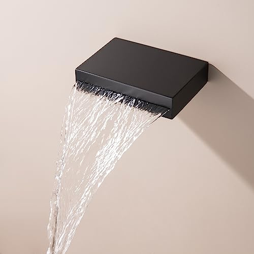 SevenGelok Wasserfall-Badewannenauslauf für Wannenarmatur, SUS304 Edelstahl, massives Messing, moderne Quaderbox mit hohem Durchfluss, Duschkaskadenauslauf, TS1-BK【Mattschwarz, NPT 1/2 Anschlus】