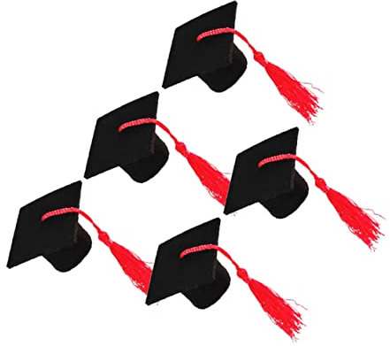 NOLITOY 5 Botellas De Vidrio para Bebés Gorro De Graduación Rojo Sombrero De Regalo De Vino Decoración De Botella De Vidrio Topper Mini Muñeca Sombrero De Doctor Diadema