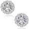 KRKC&CO Moissanite Ohrringe Damen S925 Silber, Blume Ohrsteckers Halo, 1,0 Karat echter runde Moissanit Diamant, VVS1 Reinheit D Farbe, Weißgold vergoldet allergiefrei, Halo